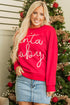 Santa Baby Script Graphic Holiday Crew Neck Sweatshirt