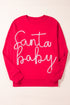 Santa Baby Script Graphic Holiday Crew Neck Sweatshirt