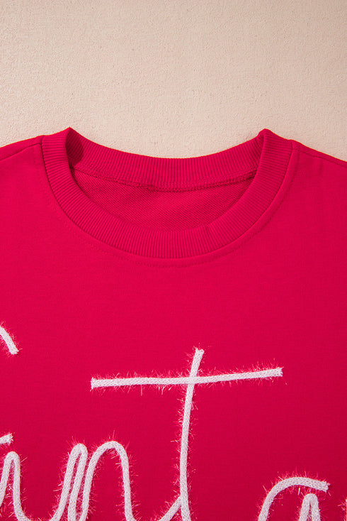 Santa Baby Script Graphic Holiday Crew Neck Sweatshirt