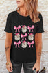 Santa Bow Graphic Print Short Sleeve Soft Tee