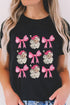 Santa Bow Graphic Print Short Sleeve Soft Tee