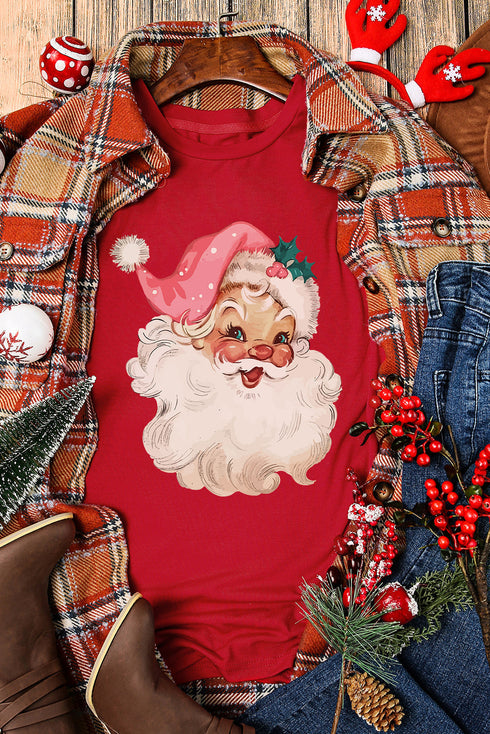 Santa Character Graphic Crew Neck Short Sleeve T-Shirt