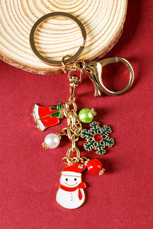 Santa Claus Figure And Snowflake Charm Alloy Keychain