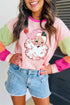 Santa Claus Graphic Patchwork Long Sleeve Holiday Tee