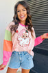 Santa Claus Graphic Patchwork Long Sleeve Holiday Tee