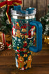 Santa Gingerbread And Reindeer Print Alloy Tumbler