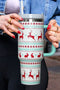 Santa Gingerbread And Reindeer Print Alloy Tumbler