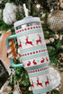 Santa Gingerbread And Reindeer Print Alloy Tumbler
