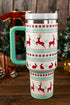 Santa Gingerbread And Reindeer Print Alloy Tumbler