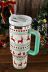 Santa Gingerbread And Reindeer Print Alloy Tumbler