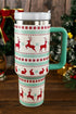 Santa Gingerbread And Reindeer Print Alloy Tumbler