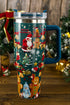 Santa Gingerbread And Reindeer Print Alloy Tumbler