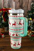 Santa Gingerbread And Reindeer Print Alloy Tumbler