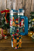 Santa Gingerbread And Reindeer Print Alloy Tumbler