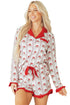 Santa Graphic And Stripe Print Ruffled Pajama Set