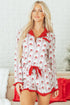 Santa Graphic And Stripe Print Ruffled Pajama Set