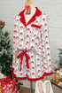 Santa Graphic And Stripe Print Ruffled Pajama Set