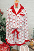 Santa Graphic And Stripe Print Ruffled Pajama Set