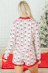 Santa Graphic And Stripe Print Ruffled Pajama Set