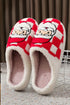 Santa Graphic Checkered Print Plush Holiday Home Slippers
