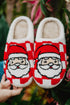 Santa Graphic Checkered Print Plush Holiday Home Slippers