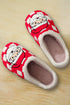 Santa Graphic Checkered Print Plush Holiday Home Slippers