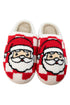 Santa Graphic Checkered Print Plush Holiday Home Slippers