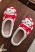Santa Graphic Checkered Print Plush Holiday Home Slippers