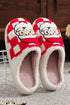 Santa Graphic Checkered Print Plush Holiday Home Slippers