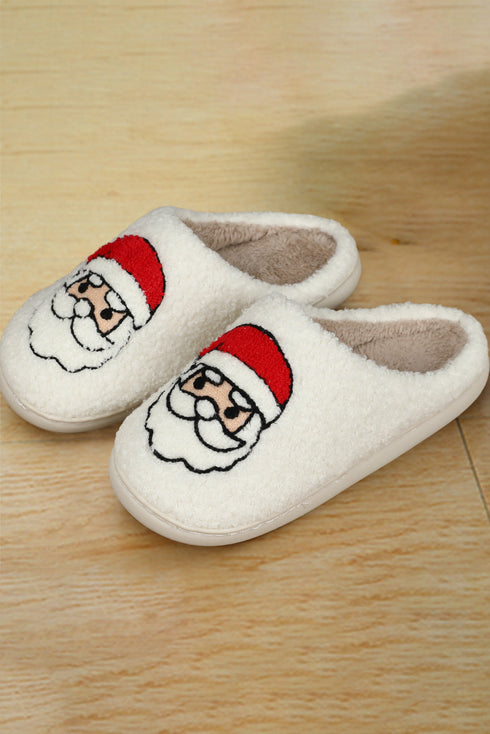 Santa Graphic Plush Fleece Indoor Slippers