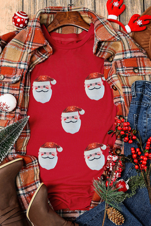 Santa Graphic Print Short Sleeve Crewneck Shirt