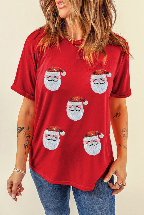 Santa Graphic Print Short Sleeve Crewneck Shirt