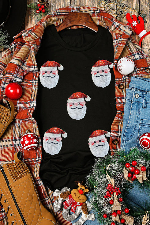 Santa Graphic Print Short Sleeve Crewneck Shirt
