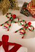 Santa Motif Beaded Bow Knot Stud Earrings