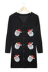 Santa Pattern Lightweight Button Front Knit Cardigan