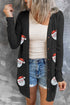 Santa Pattern Lightweight Button Front Knit Cardigan