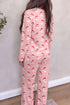 Santa Print Frilled Button Front Long Sleeve Lounge Set