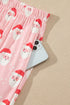Santa Print Frilled Button Front Long Sleeve Lounge Set