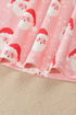 Santa Print Frilled Button Front Long Sleeve Lounge Set