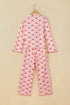 Santa Print Frilled Button Front Long Sleeve Lounge Set