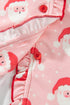 Santa Print Frilled Button Front Long Sleeve Lounge Set