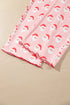 Santa Print Frilled Button Front Long Sleeve Lounge Set