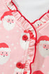 Santa Print Frilled Button Front Long Sleeve Lounge Set