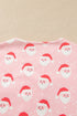Santa Print Frilled Button Front Long Sleeve Lounge Set