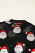Santa Print Sheer Mesh Mock Neck Slim Fit Long Sleeve Top