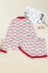 Santa Stripe Print Contrast Collar Ruffle Hem Pajama Set