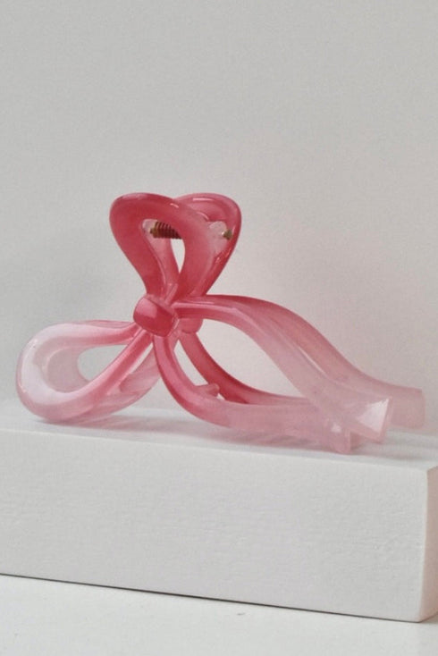 Satin Finish Long Tail Bow Knot Claw Clip
