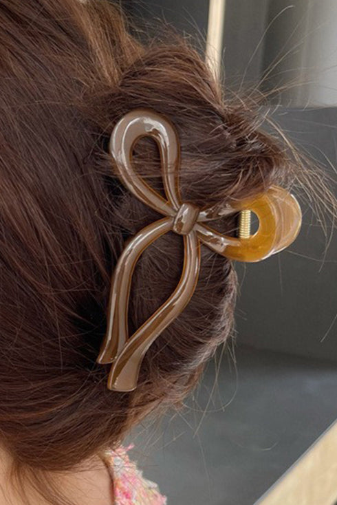 Satin Finish Long Tail Bow Knot Claw Clip