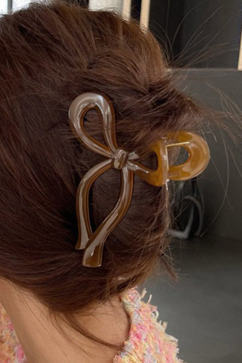 Satin Finish Long Tail Bow Knot Claw Clip