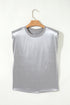 Satin Finish Muscle Shoulder Ribbed Trim Top